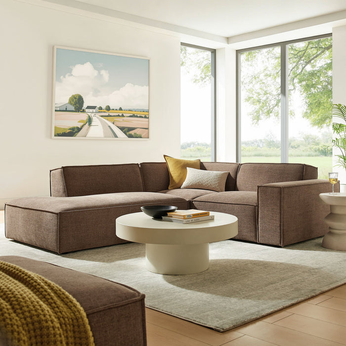 Restore 3-Piece Performance Fabric Upholstered Modular L-Shaped Sectional Sofa sectional sofa side view