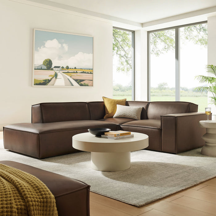 Restore 3-Piece Vegan Leather Modular L-Shaped Sectional Sofa by Modway - interior view