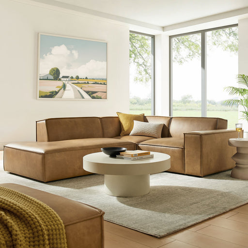 Restore 3-Piece Vegan Leather Modular L-Shaped Sectional Sofa by Modway - front view