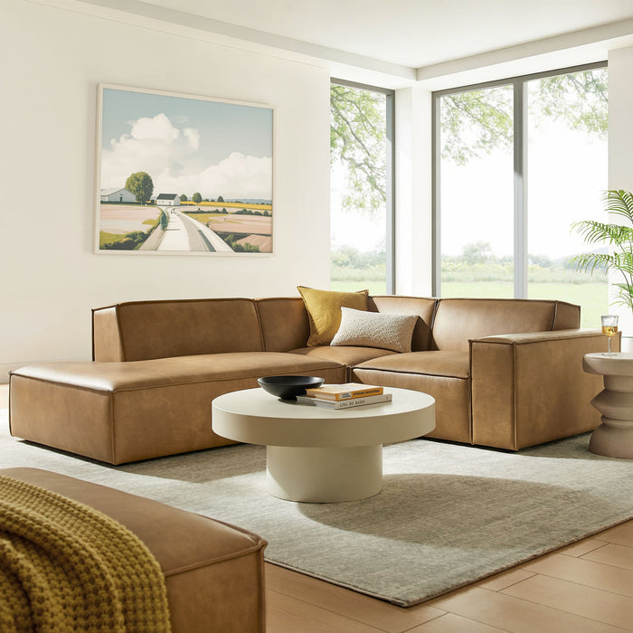 Restore 3-Piece Vegan Leather Modular L-Shaped Sectional Sofa by Modway - front view