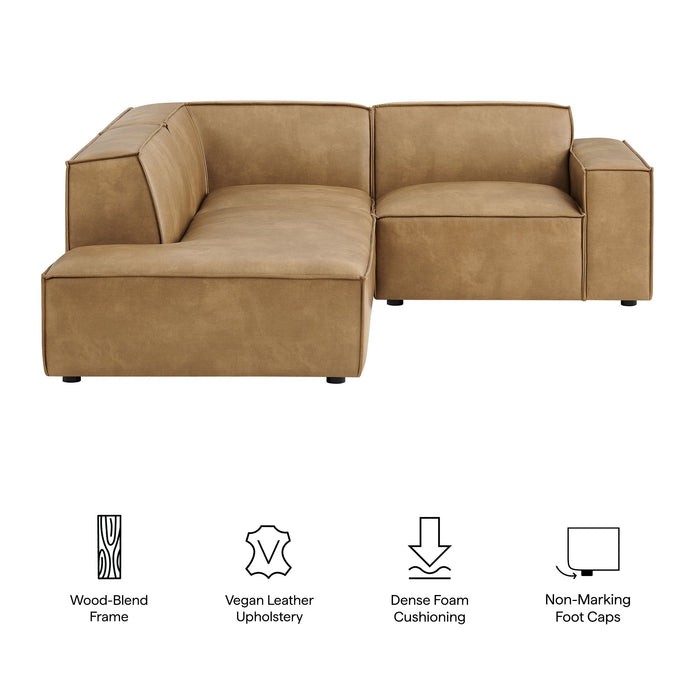 Restore 3-Piece Vegan Leather Modular L-Shaped Sectional Sofa by Modway - side view