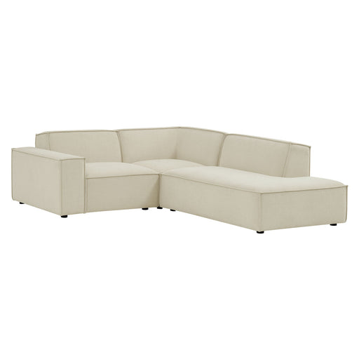 Restore 3-Piece Performance Fabric Upholstered Modular L-Shaped Sectional Sofa by Modway - angle view