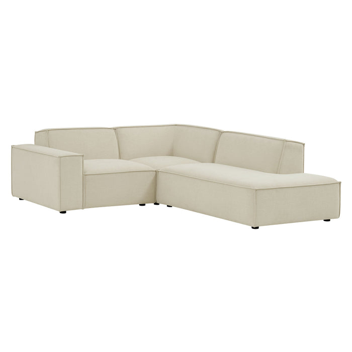 Restore 3-Piece Performance Fabric Upholstered Modular L-Shaped Sectional Sofa by Modway - angle view