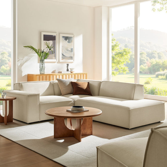 Restore 3-Piece Performance Fabric Upholstered Modular L-Shaped Sectional Sofa by Modway - front view