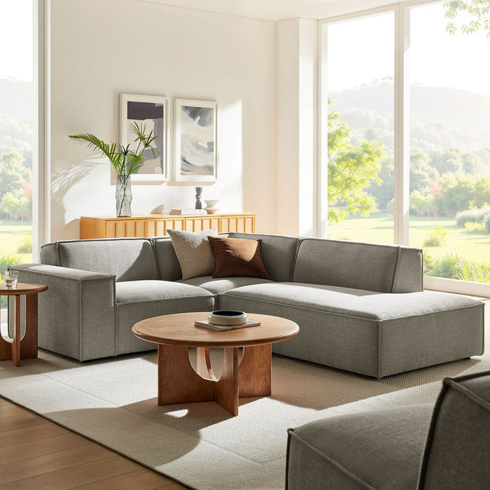 Restore 3-Piece Performance Fabric Upholstered Modular L-Shaped Sectional Sofa sectional sofa side view