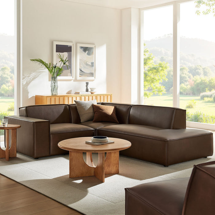 Restore 3-Piece Vegan Leather Modular L-Shaped Sectional Sofa by Modway - interior view