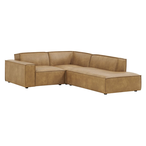 Restore 3-Piece Vegan Leather Modular L-Shaped Sectional Sofa by Modway - angle view
