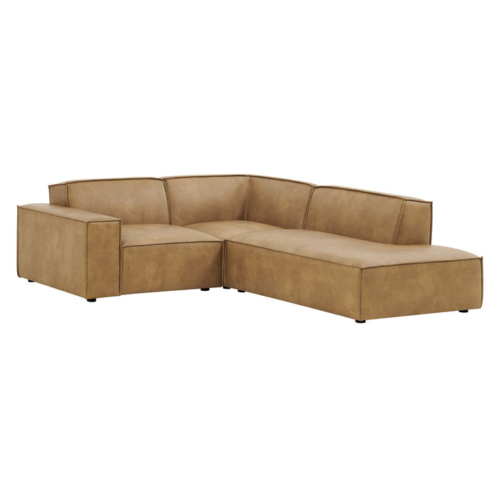 Restore 3-Piece Vegan Leather Modular L-Shaped Sectional Sofa by Modway - angle view