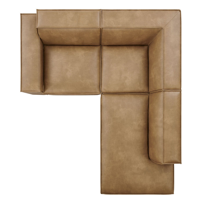 Restore 3-Piece Vegan Leather Modular L-Shaped Sectional Sofa by Modway - top view