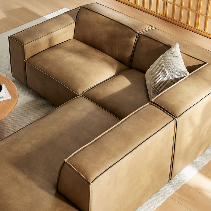 Restore 3-Piece Vegan Leather Modular L-Shaped Sectional Sofa by Modway - lifestyle in-use
