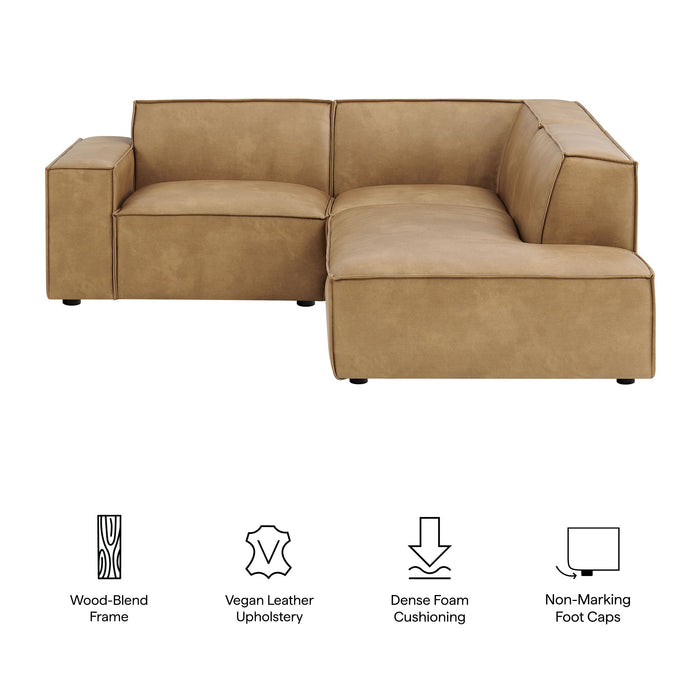 Restore 3-Piece Vegan Leather Modular L-Shaped Sectional Sofa by Modway - side view