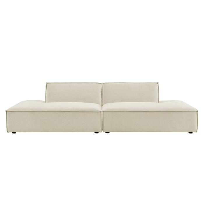 Restore 2-Piece Performance Fabric Upholstered Modular Loveseat Ecru