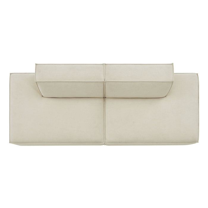 Restore 2-Piece Performance Fabric Upholstered Modular Loveseat Ecru