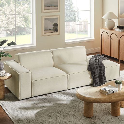 Restore 2-Piece Performance Fabric Upholstered Modular Loveseat Ecru