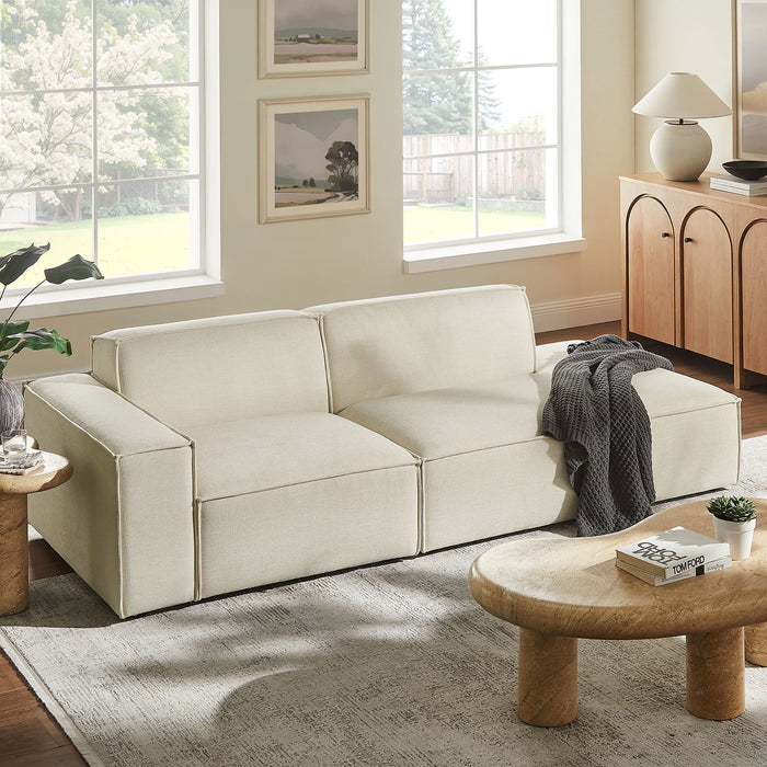 Restore 2-Piece Performance Fabric Upholstered Modular Loveseat Ecru