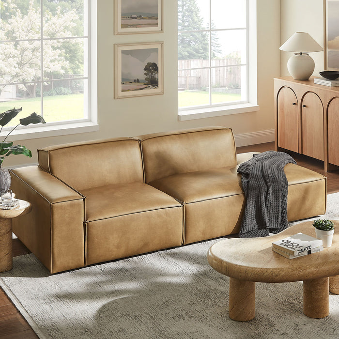 Restore 2-Piece Vegan Leather Modular Loveseat Toast
