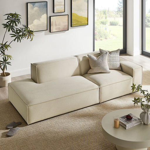 Restore 2-Piece Performance Fabric Upholstered Modular Loveseat Ecru