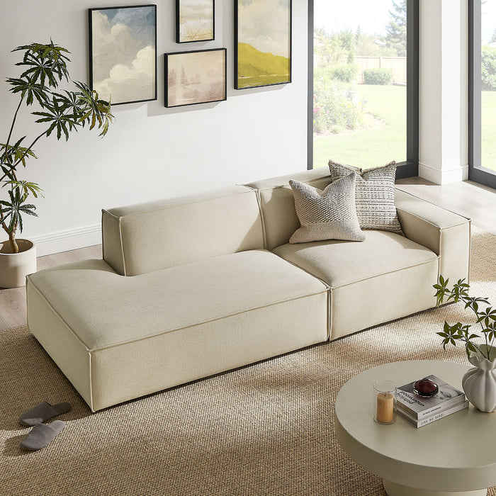 Restore 2-Piece Performance Fabric Upholstered Modular Loveseat Ecru