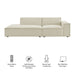 Restore 2-Piece Performance Fabric Upholstered Modular Loveseat Ecru