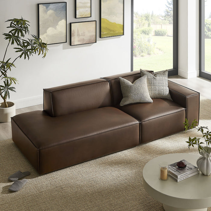 Restore 2-Piece Vegan Leather Modular Loveseat Espresso