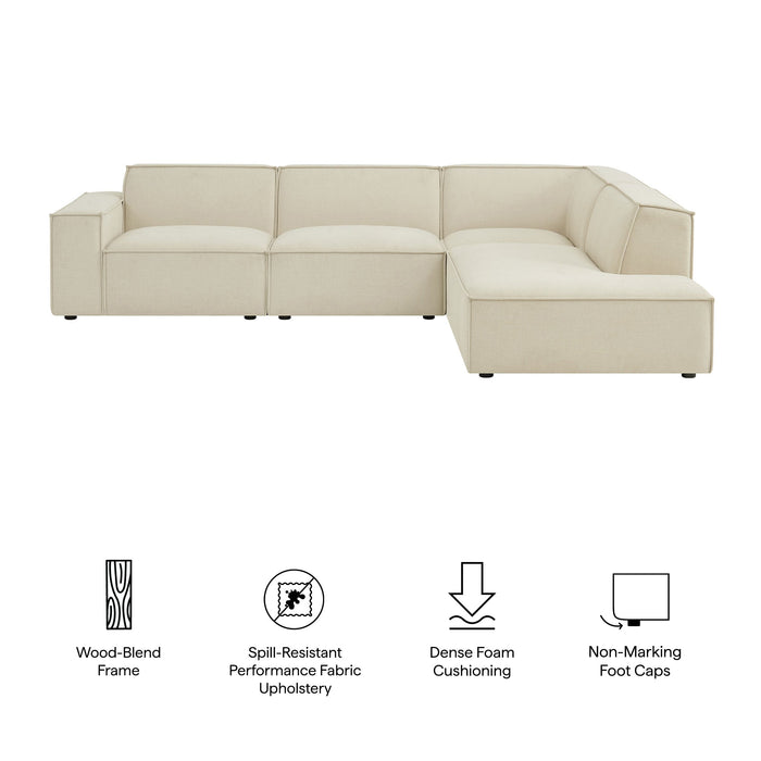 Restore 4-Piece Performance Fabric Upholstered Modular L-Shaped Sofa by Modway - side view