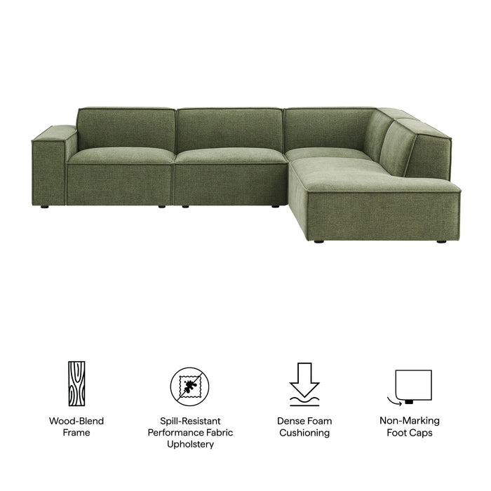 Restore 4-Piece Performance Fabric Upholstered Modular L-Shaped Sofa sectional sofa detail close-up