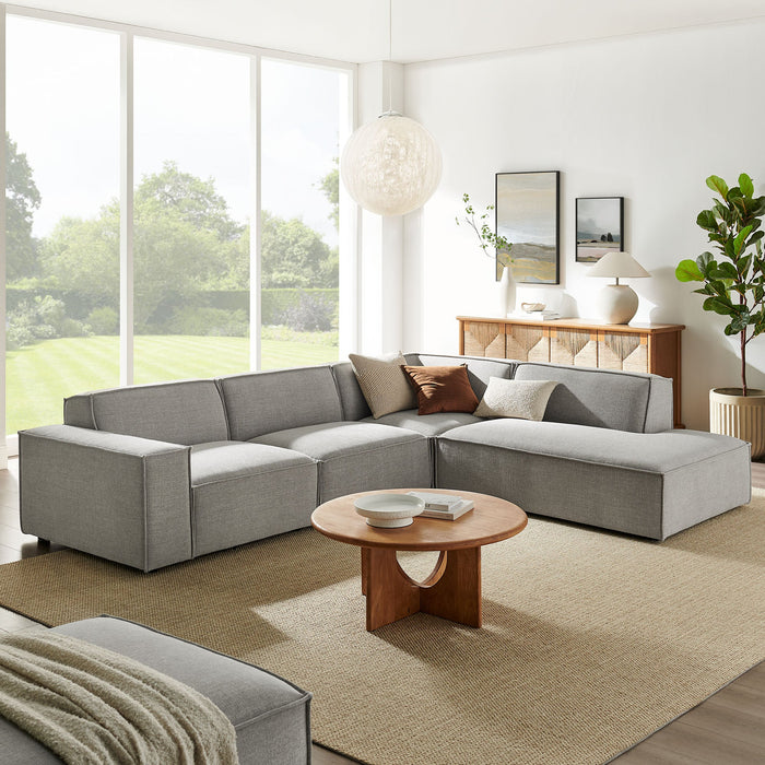 Restore 4-Piece Performance Fabric Upholstered Modular L-Shaped Sofa sectional sofa dimensions and measurements