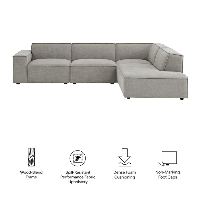 Restore 4-Piece Performance Fabric Upholstered Modular L-Shaped Sofa sectional sofa back view