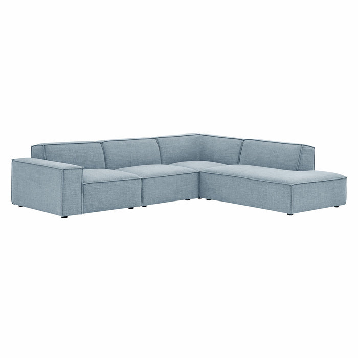 Restore 4-Piece Performance Fabric Upholstered Modular L-Shaped Sofa by Modway - installation view