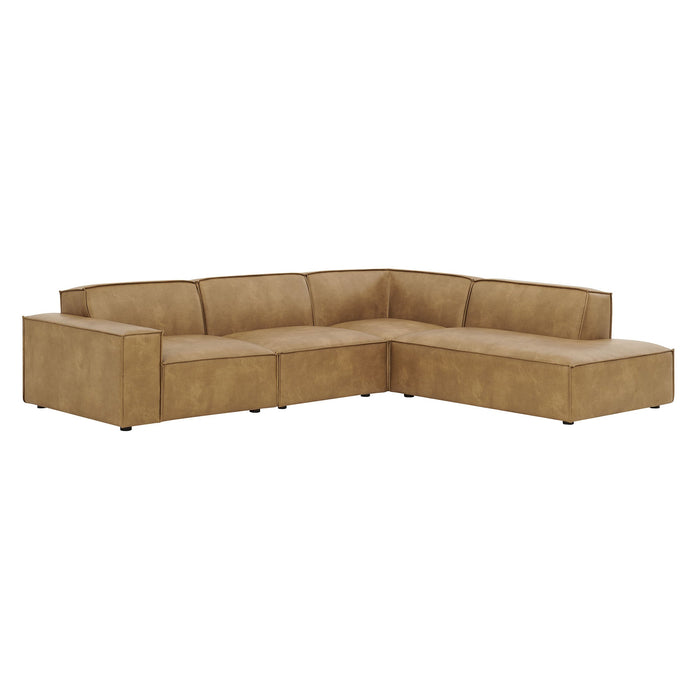 Restore 4-Piece Vegan Leather Modular L-Shaped Sofa by Modway - angle view