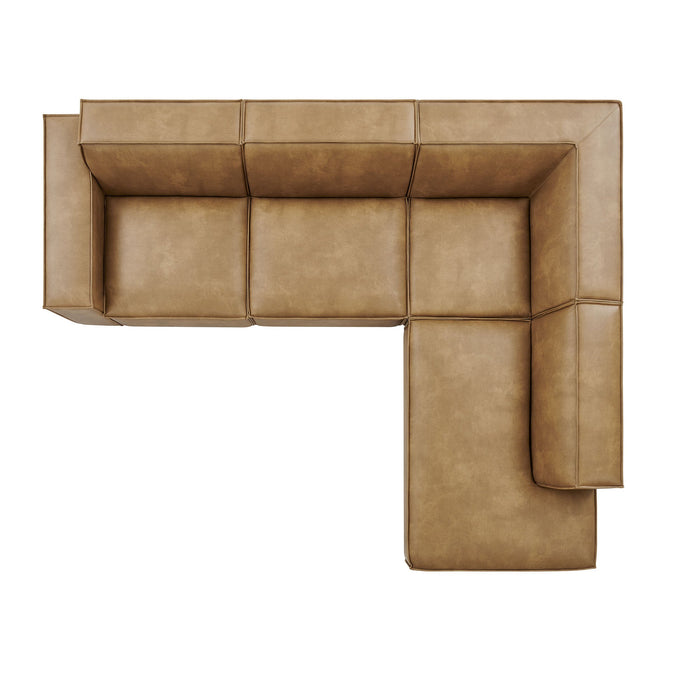Restore 4-Piece Vegan Leather Modular L-Shaped Sofa by Modway - interior view