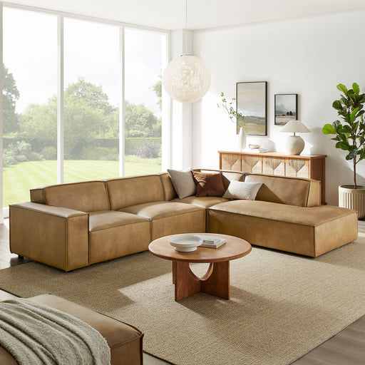 Restore 4-Piece Vegan Leather Modular L-Shaped Sofa by Modway - front view