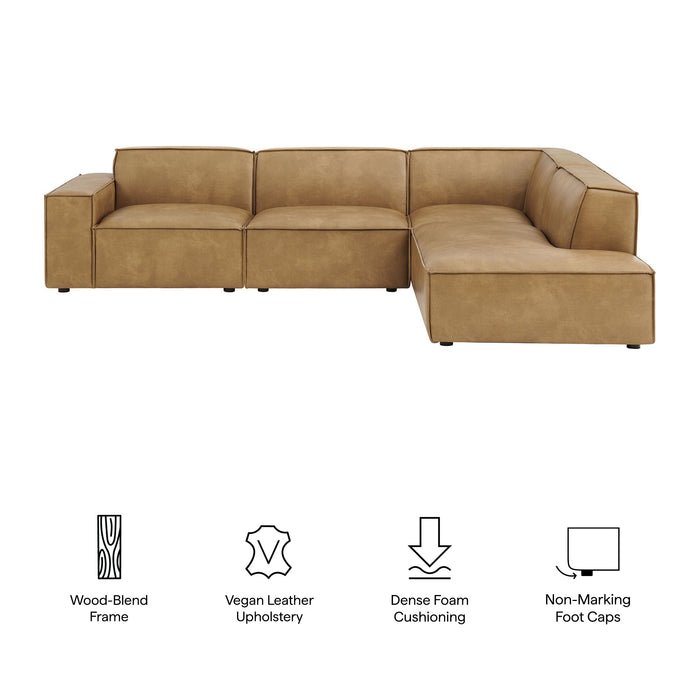 Restore 4-Piece Vegan Leather Modular L-Shaped Sofa by Modway - side view