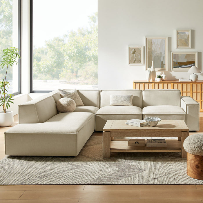 Restore 4-Piece Performance Fabric Upholstered Modular L-Shaped Sofa by Modway - front view