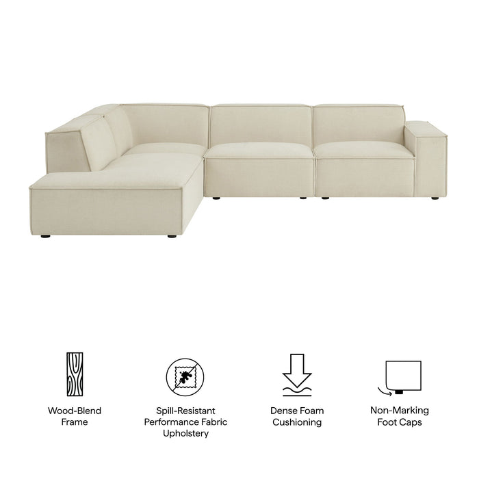 Restore 4-Piece Performance Fabric Upholstered Modular L-Shaped Sofa by Modway - side view