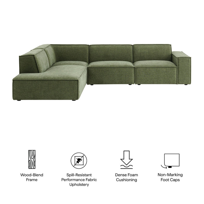 Restore 4-Piece Performance Fabric Upholstered Modular L-Shaped Sofa sectional sofa detail close-up