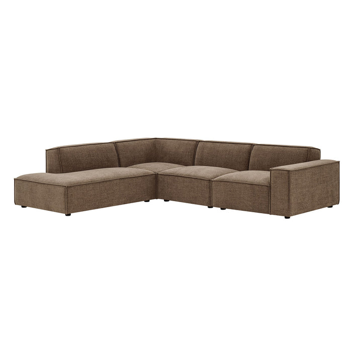 Restore 4-Piece Performance Fabric Upholstered Modular L-Shaped Sofa by Modway - installation view