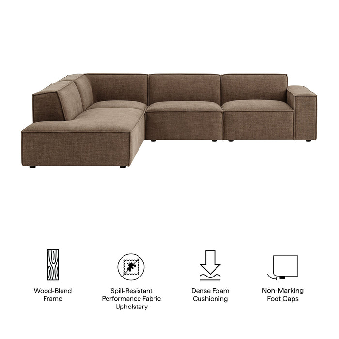Restore 4-Piece Performance Fabric Upholstered Modular L-Shaped Sofa by Modway - product label