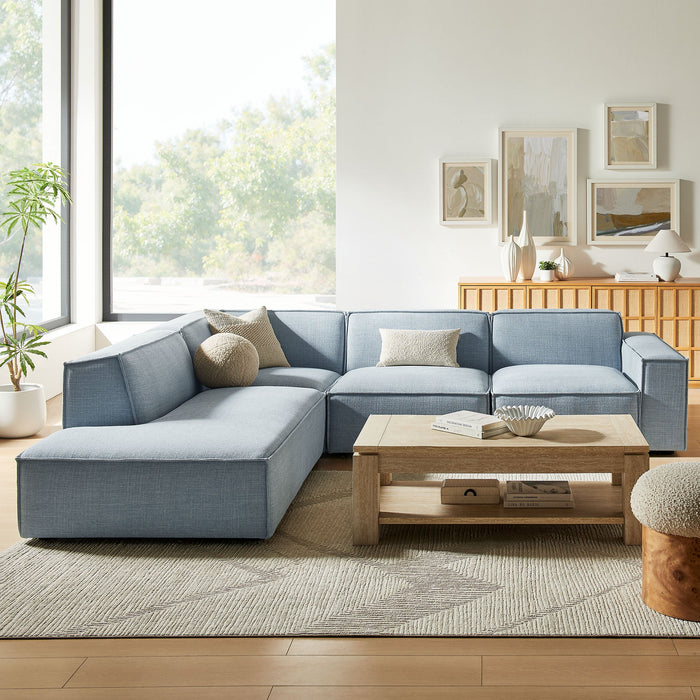 Restore 4-Piece Performance Fabric Upholstered Modular L-Shaped Sofa sectional sofa dimensions and measurements