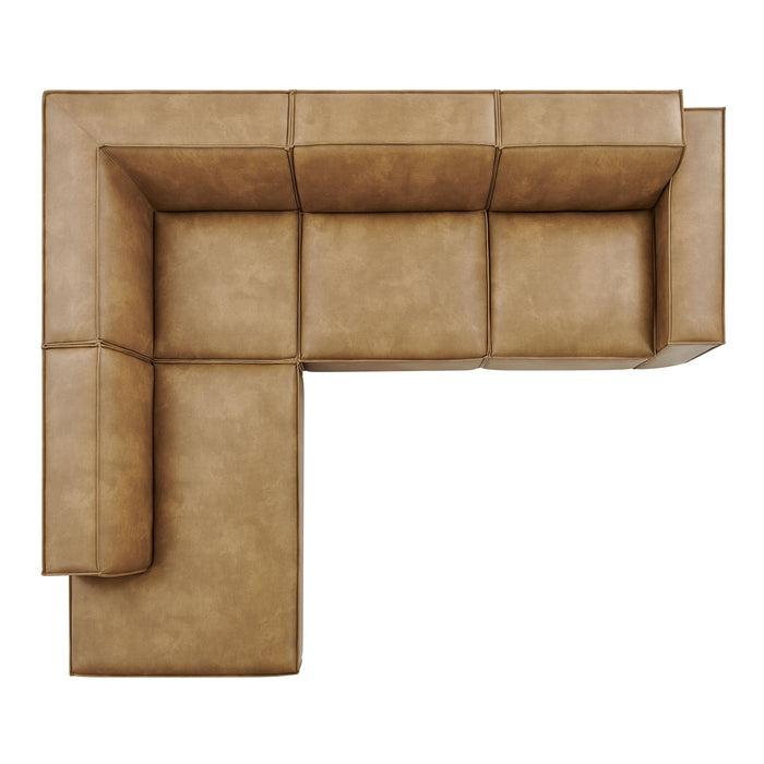 Restore 4-Piece Vegan Leather Modular L-Shaped Sofa by Modway - interior view