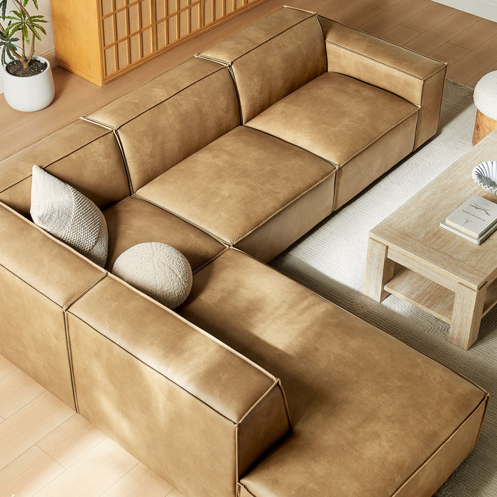 Restore 4-Piece Vegan Leather Modular L-Shaped Sofa by Modway - alternate view