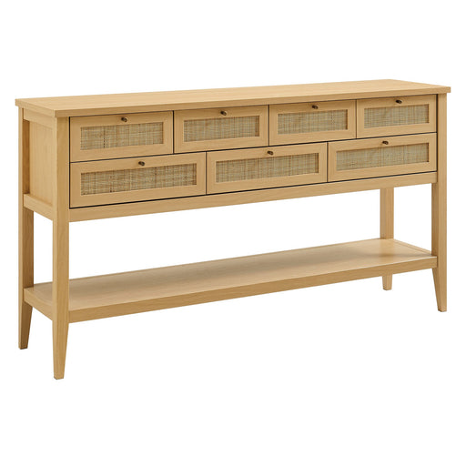 Soma 62 Inch Rattan Console Table Oak