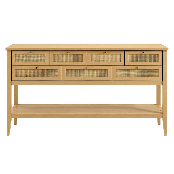 Soma 62 Inch Rattan Console Table Oak