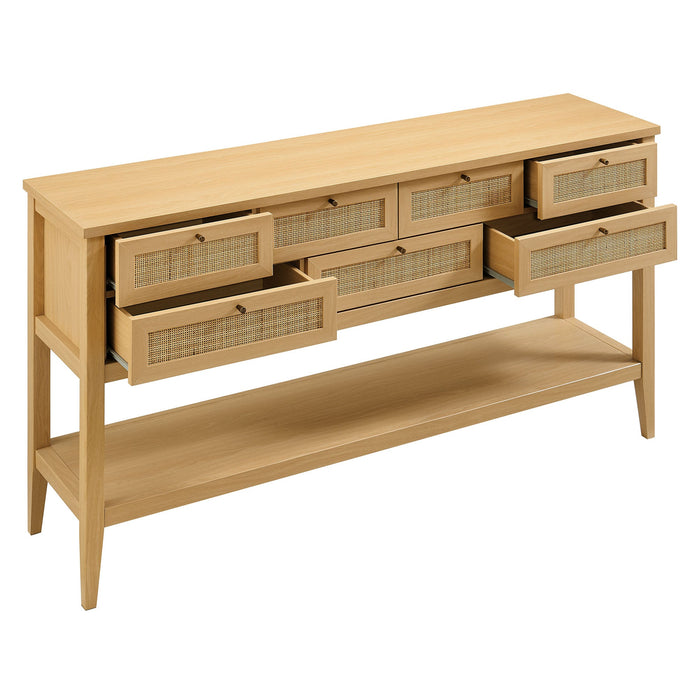 Soma 62 Inch Rattan Console Table Oak
