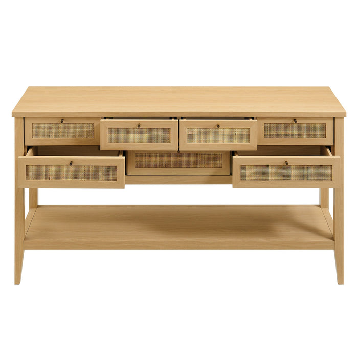 Soma 62 Inch Rattan Console Table Oak