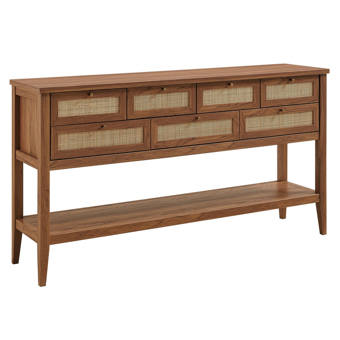 Soma 62 Inch Rattan Console Table Walnut