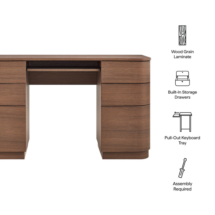 Mirae 55" 6-Drawer Curved Office Desk