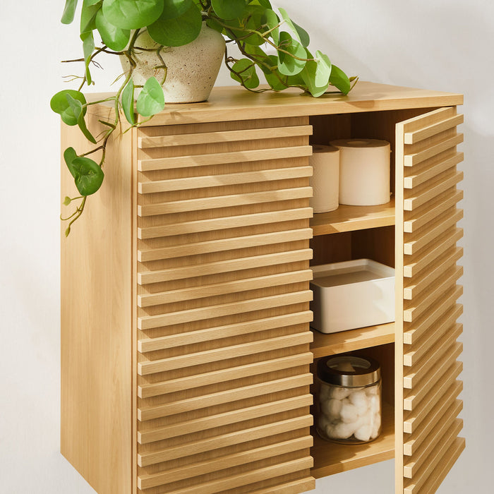 Modway Render Wall Mounted Bathroom Cabinet Storage Shelf - Close-Up