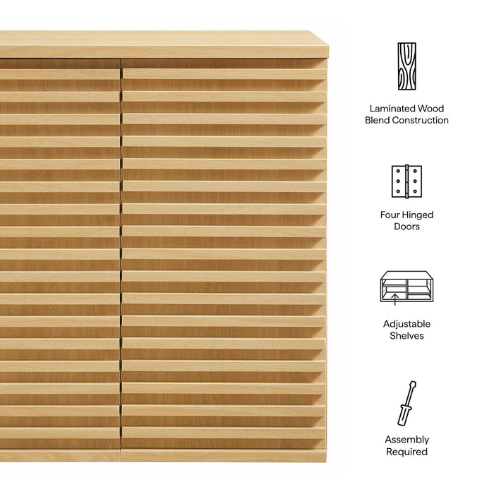 Modway Render Wall Mounted Bathroom Cabinet Storage Shelf in Brown - Side View