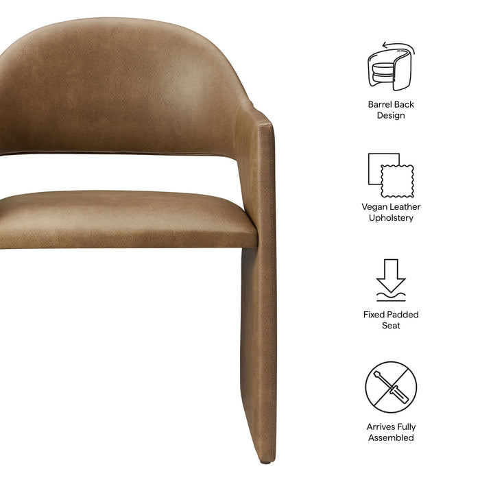 Modway Talia Vegan Leather Dining Armchair in Brown - Side View